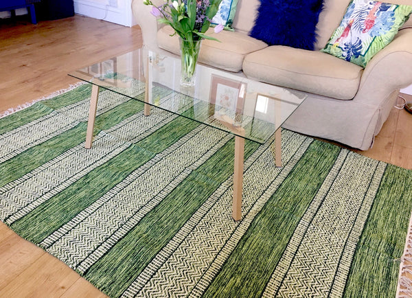 DALARNA GREEN Swedish Cotton Trasmatta Area Rug 5 sizes