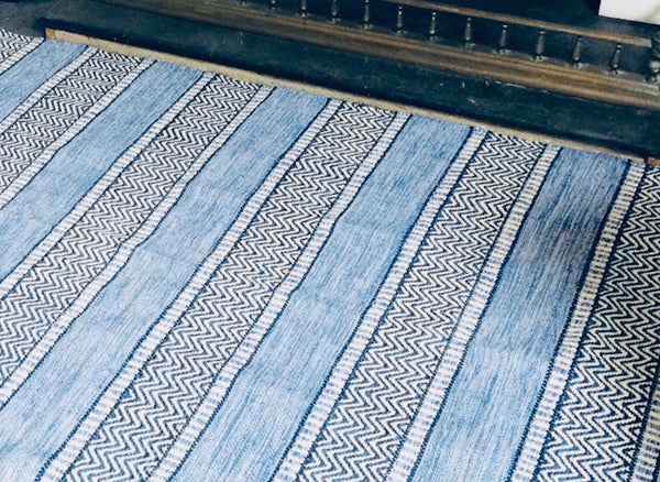 DALARNA BLUE Swedish Cotton Trasmatta Area Rug 5 sizes