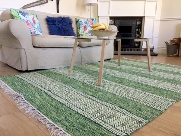DALARNA GREEN Swedish Cotton Trasmatta Area Rug 5 sizes