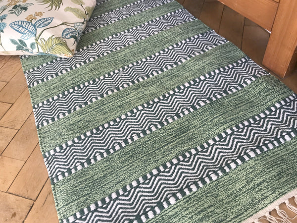 DALARNA GREEN Swedish Cotton Trasmatta Area Rug 5 sizes