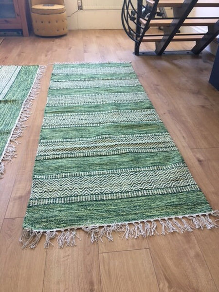 DALARNA GREEN Swedish Cotton Trasmatta Area Rug 5 sizes