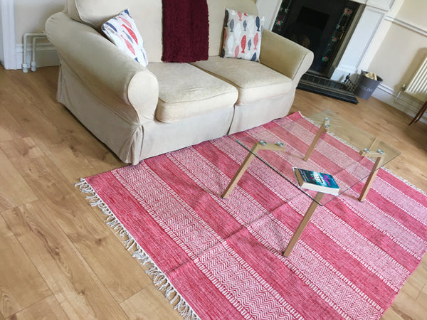 DALARNA RED Swedish Cotton Trasmatta Area Rug 5 sizes