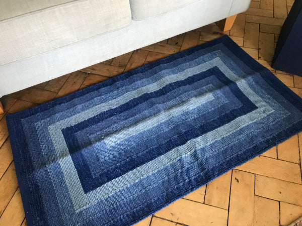 SARA BLUE OR GREY Swedish Cotton Trasmatta Rug 60 x 120 cm.  1 only each colour SALE