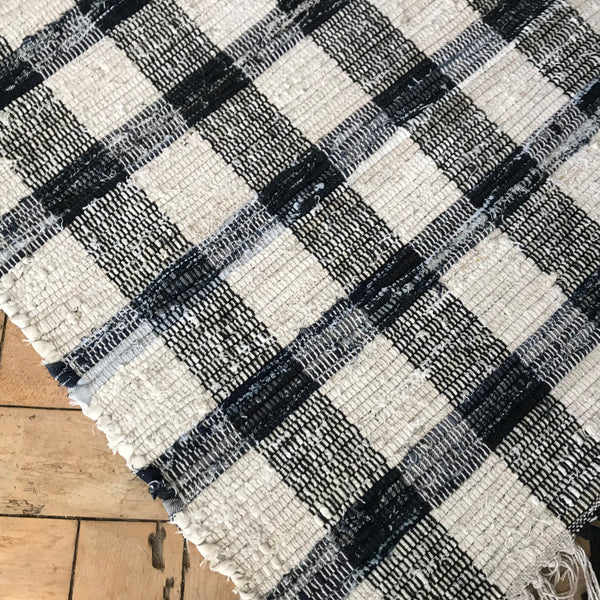 RUTIG Swedish Design Black & White Handwoven Cotton Rug 6 sizes SPECIAL PRICE!