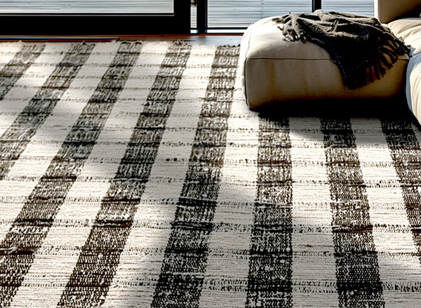 RUTIG Swedish Design Black & White Handwoven Cotton Rug 6 sizes SPECIAL PRICE!