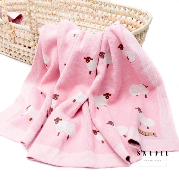 Snufie Organic Cotton "Sheep" Baby Blanket Pink Last one!