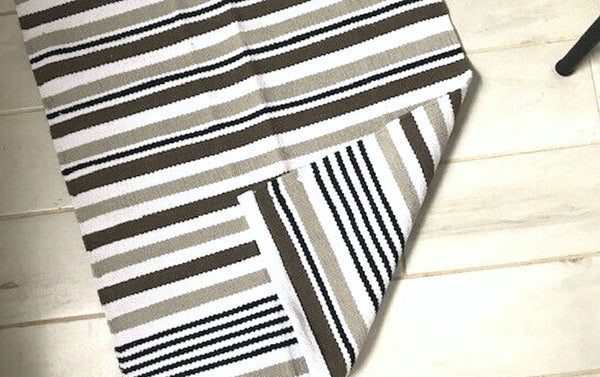 LUNAR Cotton Rug Grey/Brown Stripes 70 x 140 cm 1 only!