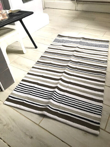 LUNAR Cotton Rug Grey/Brown Stripes 70 x 140 cm 1 only!