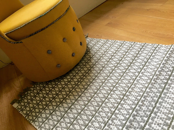 ABI Grey Scandi design cotton rug 60 x 120 cm Last 4 Heavily discounted.