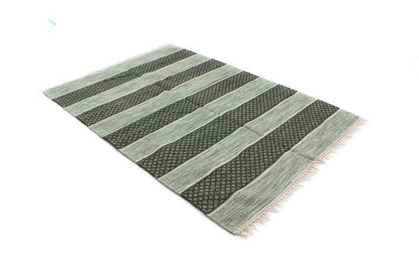 BIRGIT Green Swedish trasmatta coton rug 6 sizes