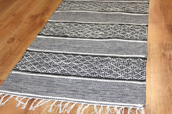 BIRGIT Swedish Design Trasmatta Rug in Grey/White/Black 6 sizes