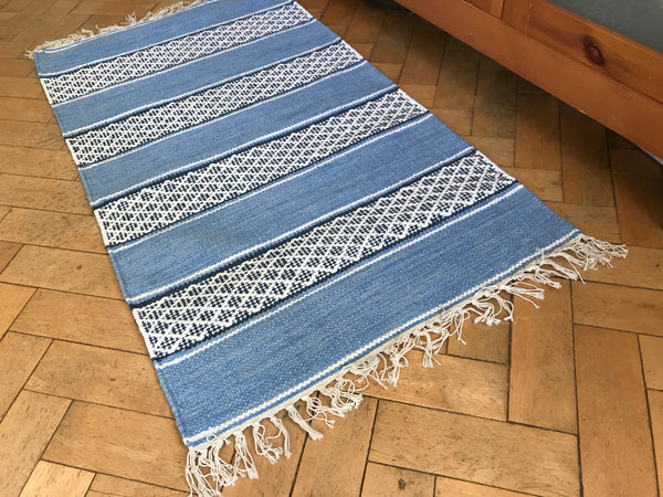BIRGIT Blue Pure Cotton Rug 60 x 110 cm