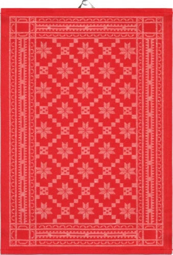 EKELUND "Åtterbladrose Red" Organic Cotton/Linen decorative hand towel 35 x 50 cm.