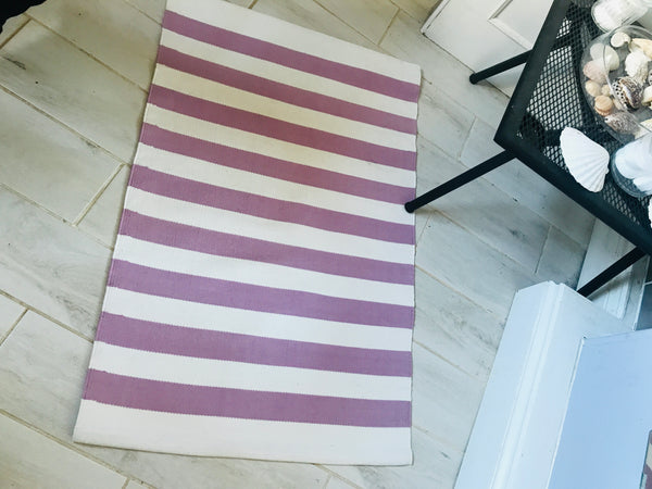 GODIS Pink Candystriped Cotton Rug 60 x 90 cm 1 only