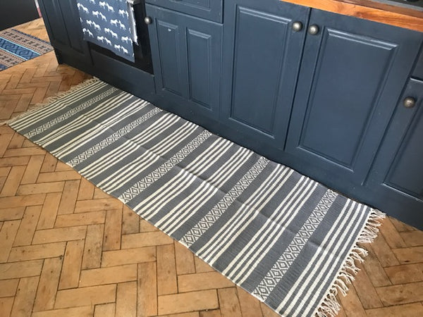 SKÅNE GREY Swedish Cotton Trasmatta Runner 70 x 200 cm 1 only Less than half price!