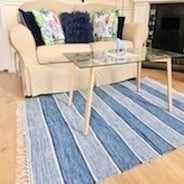 EBBA BLUE Swedish Design Cotton 'Trasmatta'  Cotton Yarn Rug