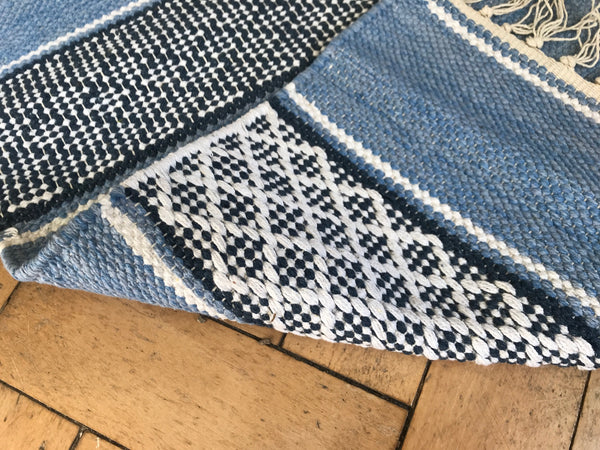 BIRGIT Blue Pure Cotton Rug 60 x 110 cm
