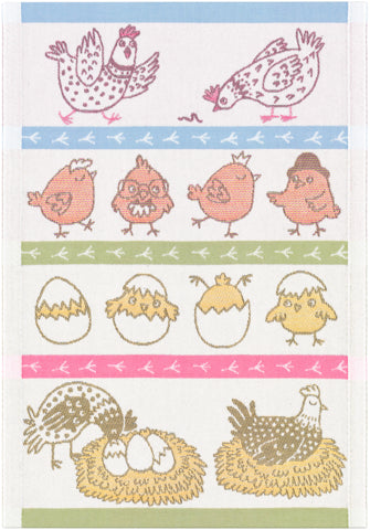 EKELUND "Chicken Family" Organic Cotton Decorative Hand Towel 35 x 50 cm NEW