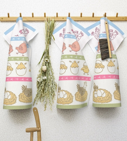 EKELUND "Chicken Family" Organic Cotton Decorative Hand Towel 35 x 50 cm NEW