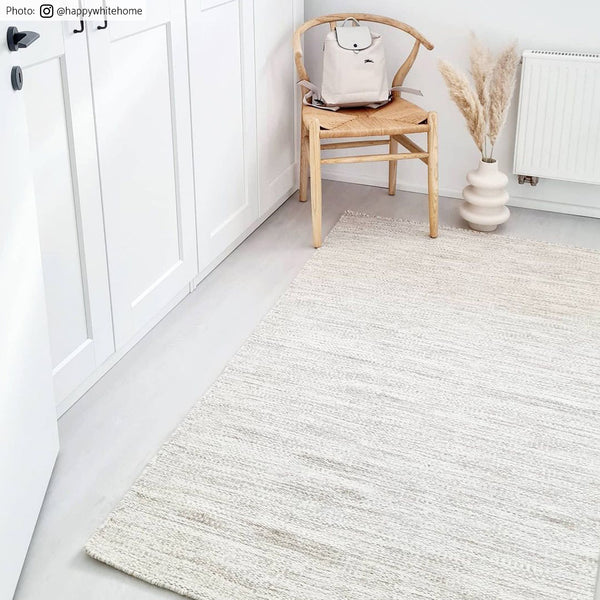 Dhurry in offwhite/cream in pure wool flatwoven 60 x 120 cm 1 only!