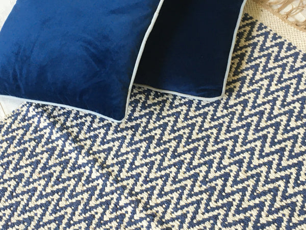 GOSIG Denim Blue/Offwhite Recycled Cotton Area Rug 120 x 180 cm.