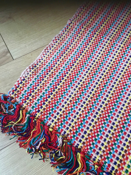 MORUM Multicoloured Cotton Rug Feature Fringe 3 sizes