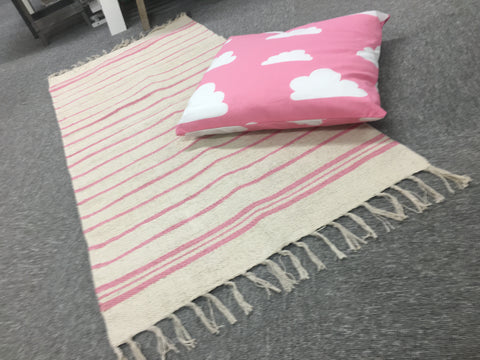 KUST Pink Pure Cotton Trasmatta Rug in 7 sizes