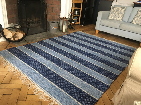 BIRGIT DARK BLUE Swedish Cotton Trasmatta Rug 180 x 240 cm