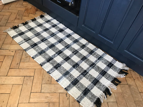 RUTIG Swedish Design Black & White Luxurious Cotton Rug 5 sizes NEW!!