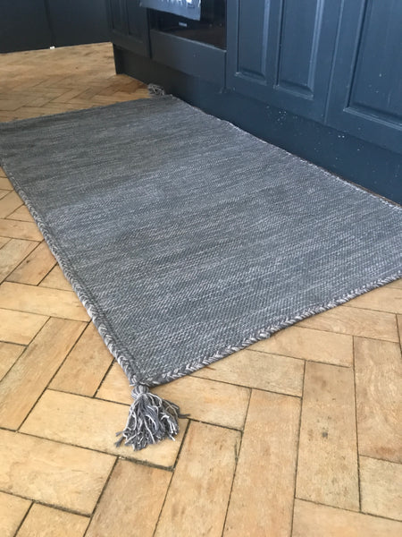 ULLA 80% Wool/20% Cotton Handwoven Rug Medium Grey 4 sizes