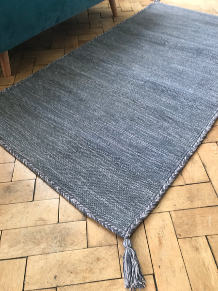ULLA 80% Wool/20% Cotton Handwoven Rug Medium Grey 4 sizes