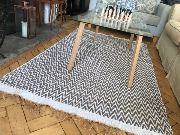 GOSIG Mocha/Offwhite Recycled Cotton Area Rug 120 x 180 cm.