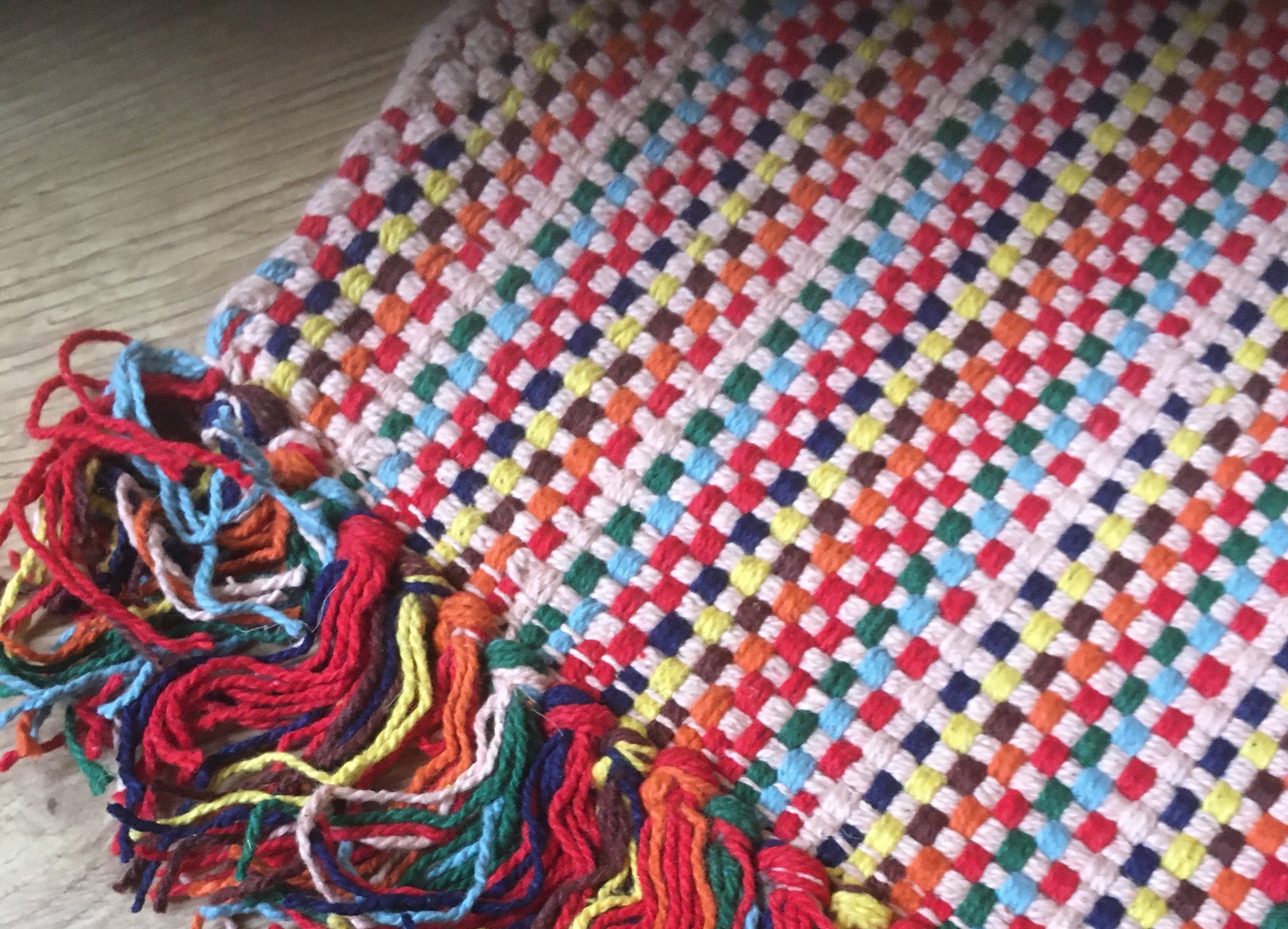 MORUM Multicoloured Cotton Rug Feature Fringe 3 sizes