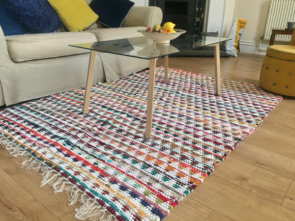 GLAD Multicoloured Swedish Design Cotton Rag Rug 5 sizes