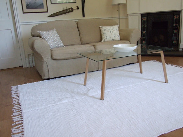 ENKEL - Ivory White handmade rag rug 120 x 180 cm