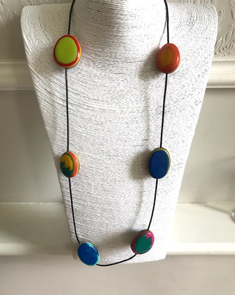 ERNESTO DE BARCELONA Designer "Coral" Handmade Resin Necklace 1 only