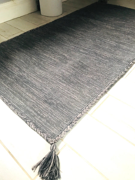 ULLA 80% Wool/20% Cotton Handwoven Rug Medium Grey 4 sizes