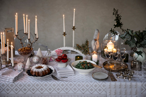 EKELUND "Åtterbladrose White" Organic Cotton tablecloth 3 sizes