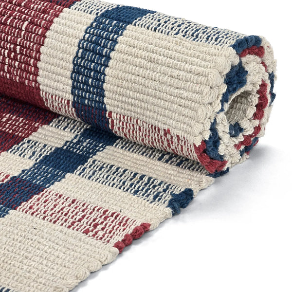 RUTIG Red/white/blue check handwoven rag rug 2 sizes NEW!