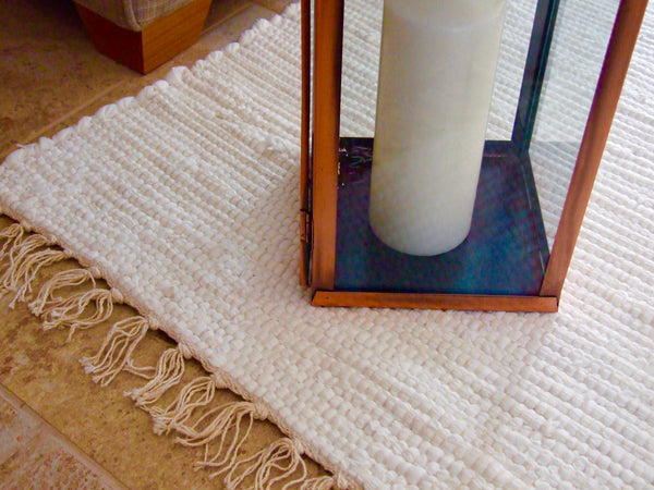 ENKEL - Ivory White handmade rag rug 120 x 180 cm