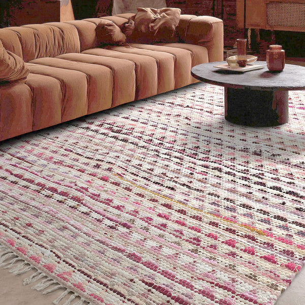 GLAD Pink Swedish Design Cotton Rag Rug 4 sizes