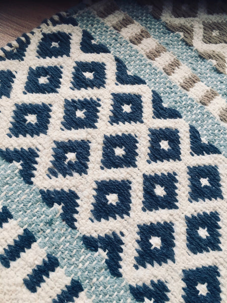 CANDI Blue Swedish Design Cotton Rug 70 x 120 cm