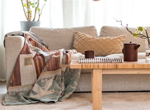 EEKELUND "Sjöbod" Organic Brushed Cotton Throw 140 x 170 cm/Cushion cover/Table runner
